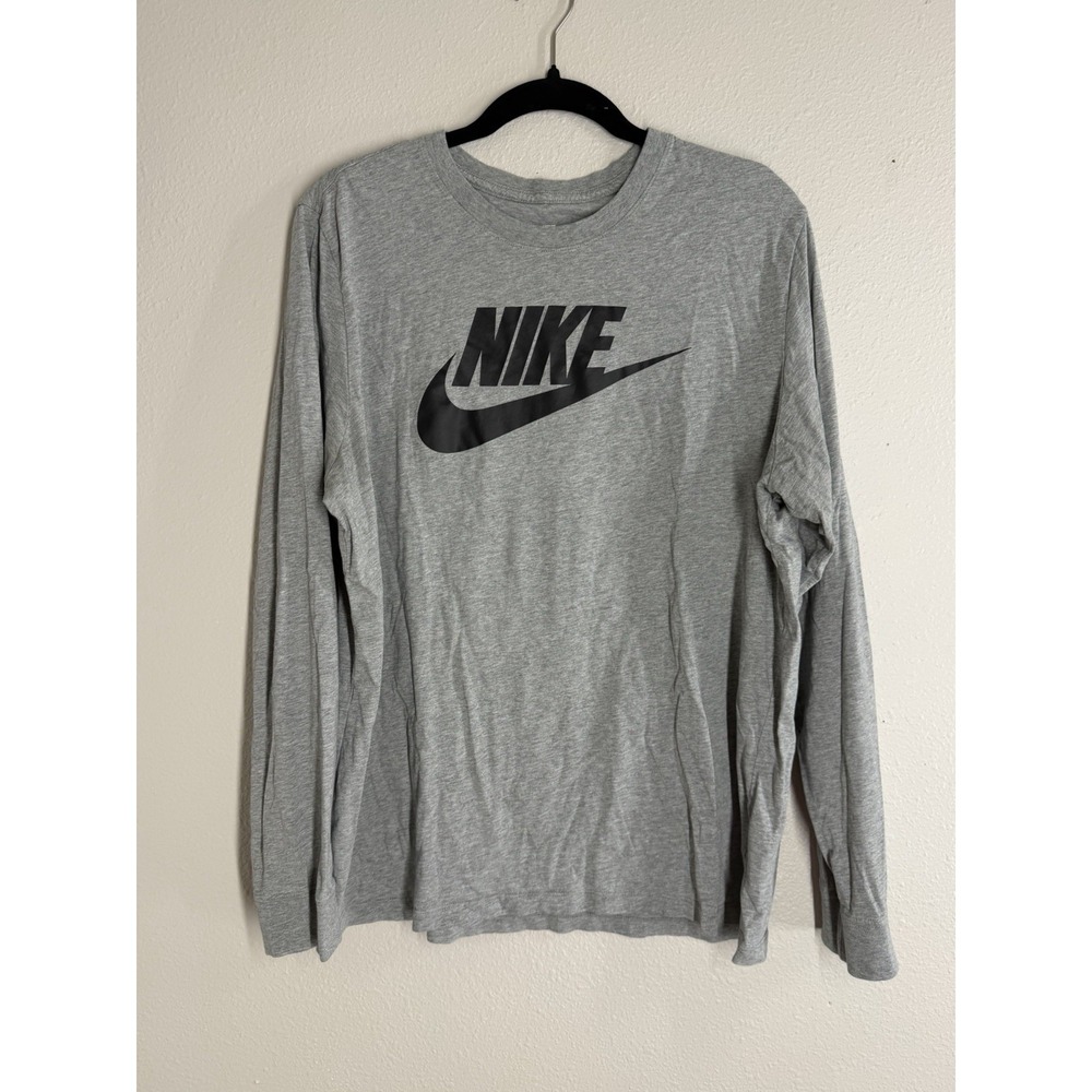 Nike The Nike Tee Long Sleeve Shirt Men's Gray Athletic Cut Swoosh XL XLARGE - Picture 2 of 8